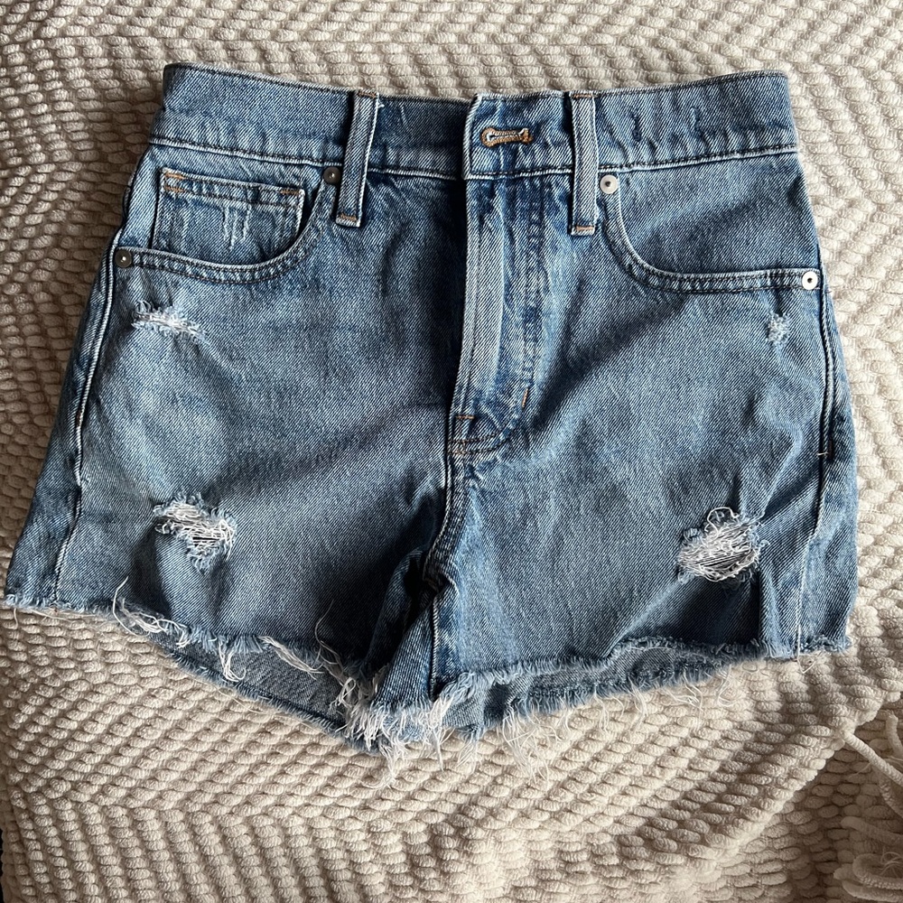 Madewell Blue Jean Shorts Distressed Frayed Hem